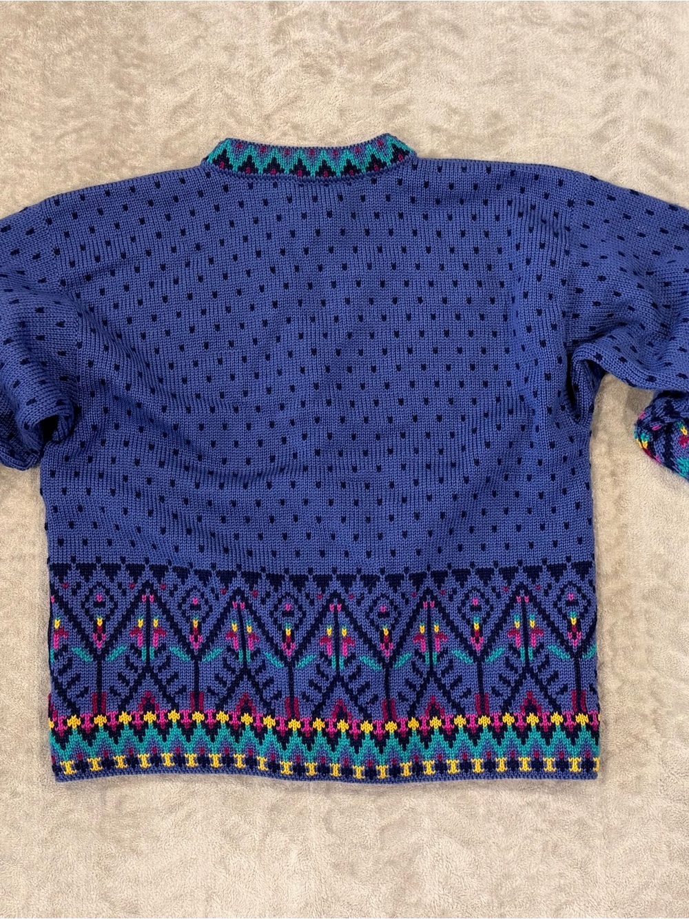 Dale of Norway Blue Geometric Knit Button Vintage Nordic Wool Cardigan Sweater L - Picture 7 of 7